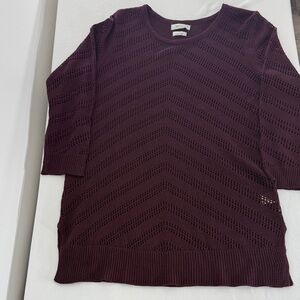 Van Heusen Women's Dark Purple Open Knit Sweater